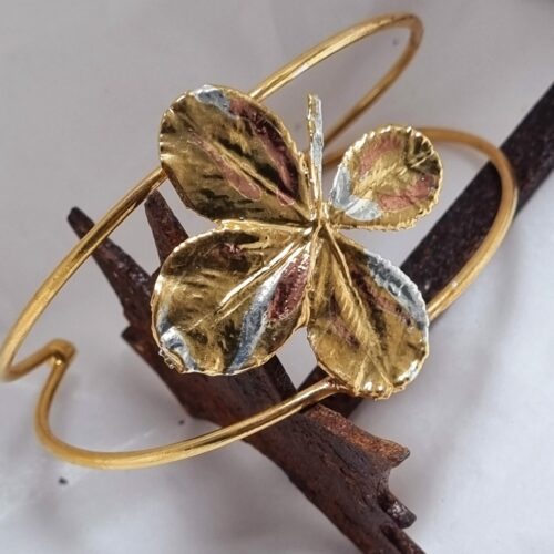 Trébol - Pulsera fusión baño cobre, plata y oro