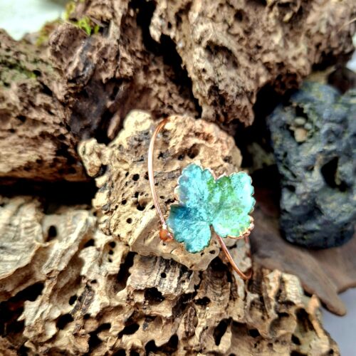 Hoja natural metalizada de Parra - Pulsera simple con baño de cobre