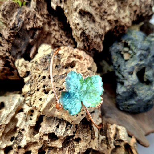 Hoja natural metalizada de Parra - Pulsera simple con baño de cobre